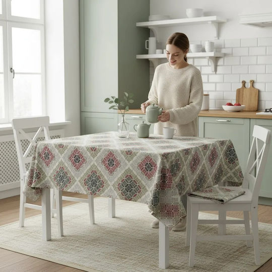 Față De Masă Bumbac Rezistent La Pete Turcoaz 140x180cm