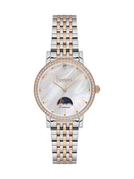 Freelook Ceas Dama Cu Baterie Cu Brățară Din Oțel Inoxidabil Rose Gold/Argintiu