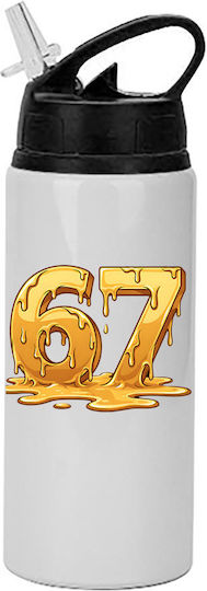 Water Bottle Six-Seven 600ml White Black Cap