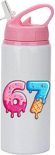 Sticlă Pentru Copii Six-Seven 600ml Alb Roz Capac