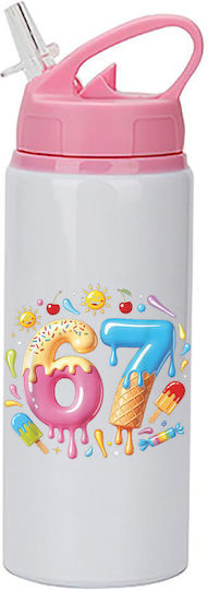 Бутилка Six-seven 600ml Бяла Розова Капачка