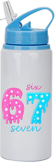 Sticlă Pentru Copii Six-Seven 600ml Alb Albastru Capac