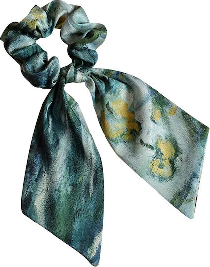Scrunchy Lange Halstuch Haar In Bedrucktem Samt Tie-Dye Vintage Grüne