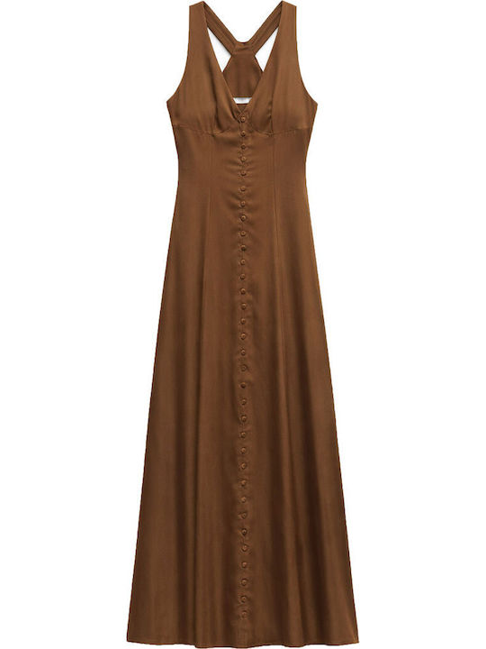 Summer Maxi Shirt Dress Brown