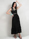 Sommer Midi Damenkleid Schwarz