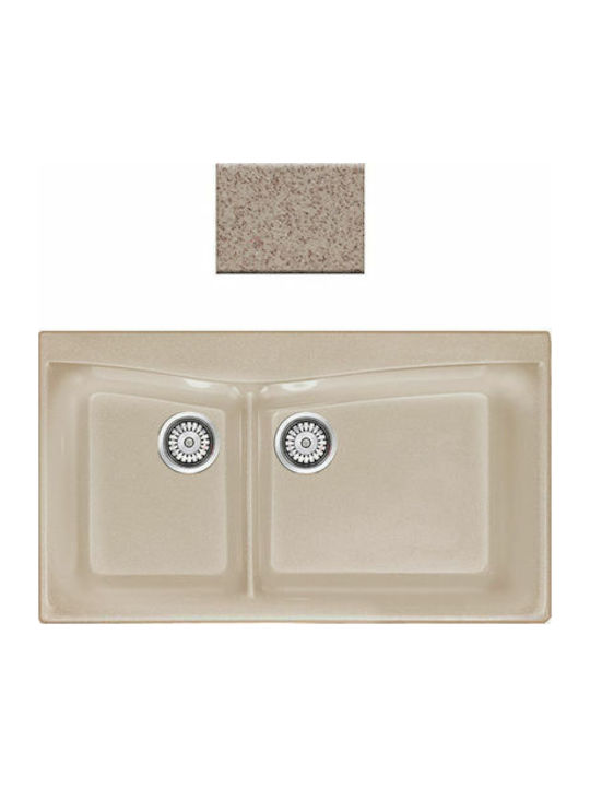 Sanitec Küchenspüle 326 Drop-In aus Flüssigem Granit M93xP51cm Beige