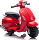 Motocicletă Pentru Copii Vespa Licențiată Electrică 6 Volți Roșie