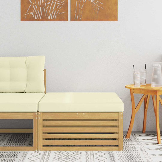 Băncuță De Grădină Din Lemn Cub Pentru Exterior Cu Pernă Albă 79x79x37cm