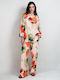 Women's High Rise Satin Pantaloons with Rubber Band in Loose Fit Floral Multicolour