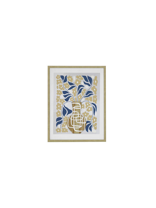 Printed Painting Wooden Frame Minimal Design 1 Vases Flowers 45x2.5x60cm