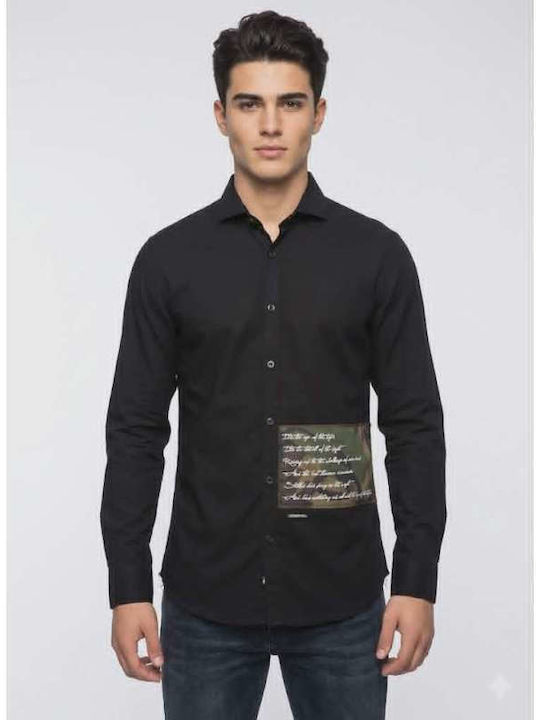 Stefan Fashion Μακρυμάνικo Πουκάμισο Ριγέ Black