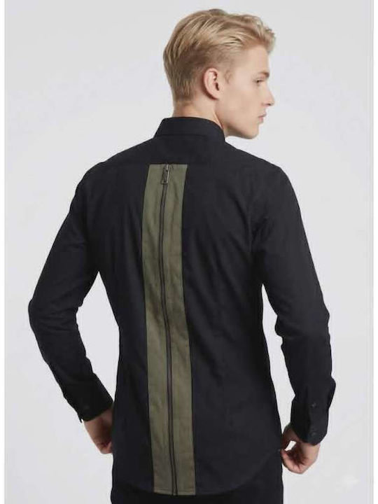 Stefan Fashion Long Sleeve Striped Black Shirt