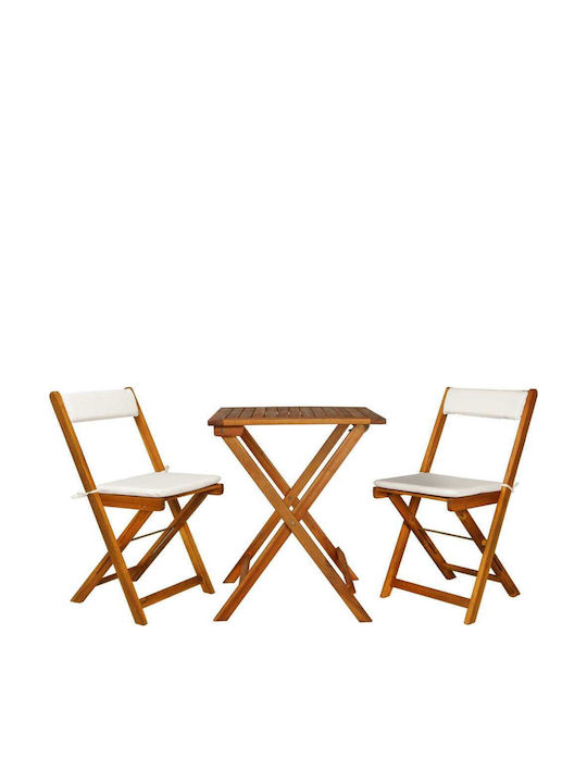 Garden & Outdoor Furniture Set 2 Pieces Outdoor Dining Room Warm Wooden Tone with Pillows