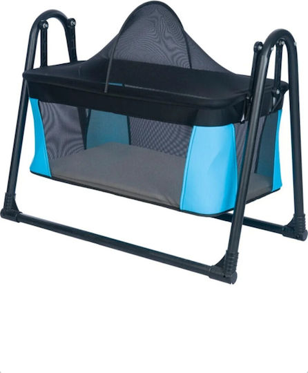 SteweHome Babywiege mit Matratze und Rädern Blau