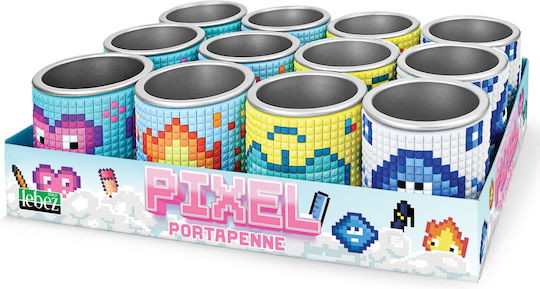 Pixel Pencil Holder 3d Texture 4 Designs 12 Pcs Display