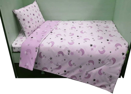 Beboulino Crib Set Moon Stars Pink Moon Stars 4 Pieces
