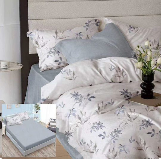 Set Huse Pentru Pilote 200x230cm Dublu Cu 4 Fețe De Pernă Și 1 Cearceaf Gri