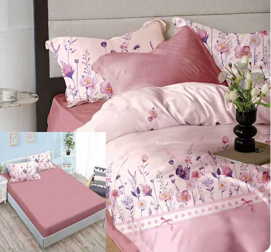 Set Huse Pentru Pilote 200x230cm Dublu Cu 4 Fețe De Pernă Și 1 Cearceaf Gri