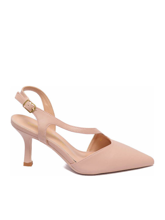 Leder Pumps mit Mittelhohem Rosa Absatz