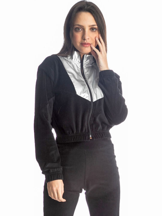 Damen-Strickjacke mit Reißverschluss Schwarz