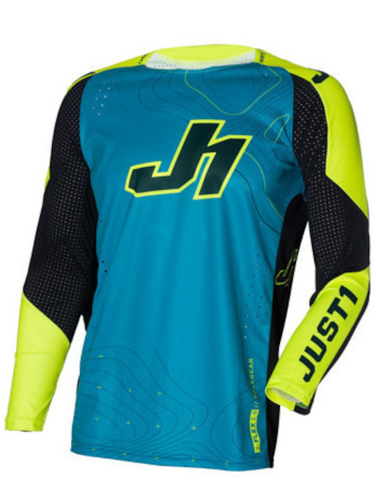 Motocross Jersey Just1 J-flex 2.0 Frontier Teal Black Yellow Fluo