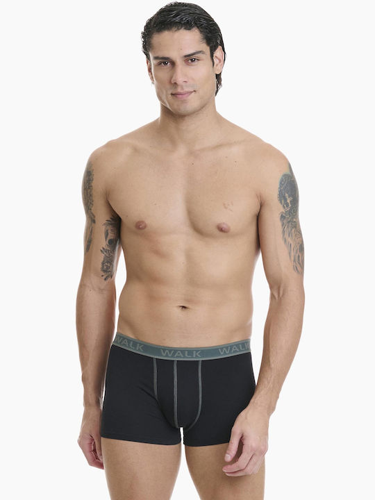 Walk Herren Boxershorts Schwarz 2er Pack
