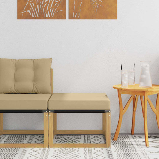 Wooden Garden Stool Cube Outdoor with Cushion White 59x59x37cm