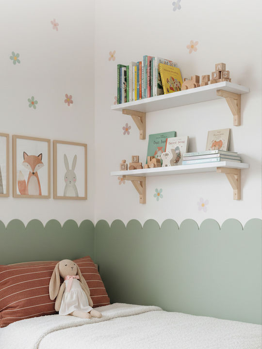 Kids Wall Mount Shelving Unit White 60x15x15cm