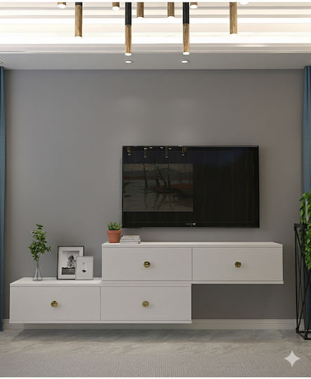 Stand TV Alb L120xA30xÎ30cm
