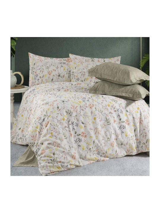 MayHome Set Bed Sheets Semi-Double with Rubber Hugger 120x200+25cm Beige 3 Pieces