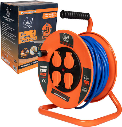 Cabluri de Prelungire Bobină cu Cablu 20m Diametru 3 x 2.5mm² și Împământare