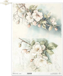 Hârtie De Orez Decupaj A3 Model Floral Flori Itd