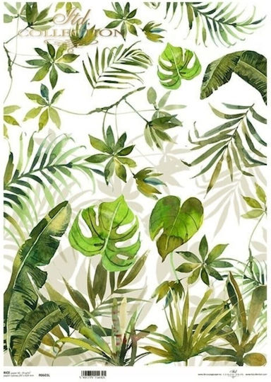 Reispapier Decoupage A3 Tropische Blätter Monstera