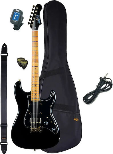 Jet Js-400 Bk G Stratocaster HSS Electric Guitar Black Starter Pack