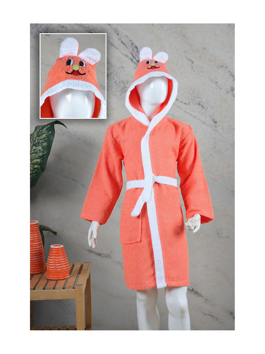 SteweHome Kinderbademantel Orange mit Kapuze