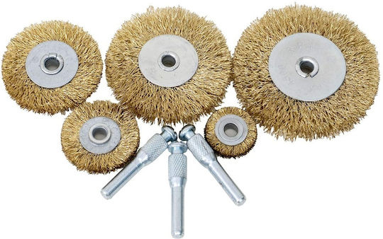 Set 5 Disc-shaped Wire Brushes Drill Various Diameters 4500 Rpm