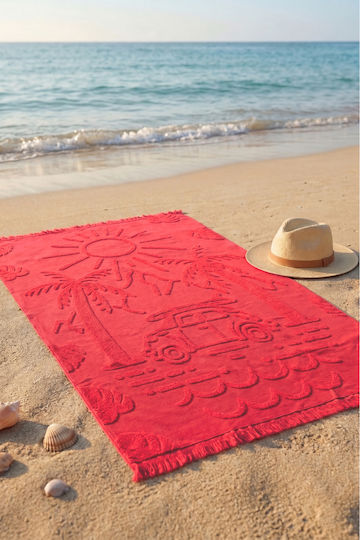 SteweHome Cotton Red Beach Towel 100x150cm