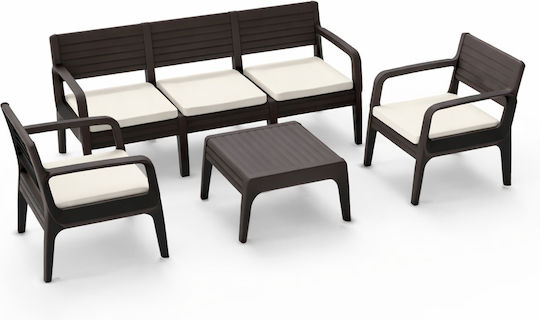 Set Salon Exterior Ios 4 Piese Cappucino cu Perne