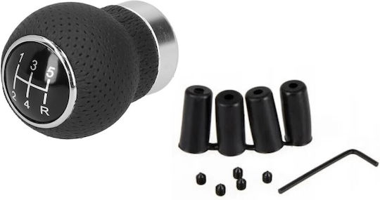Universal Gear Shift Knob – 5 Speeds – Aluminum Pu Leather – Adapters 8 10 11 12 Mm