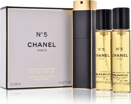 Set Chanel Chanel N°5 Eau de Parfum Pentru Femei Reîncărcabil 20 Ml + Set Duo Chanel N°5 Eau de Parfum Pentru Femei Rezerve 2 Bucăți 20 Ml