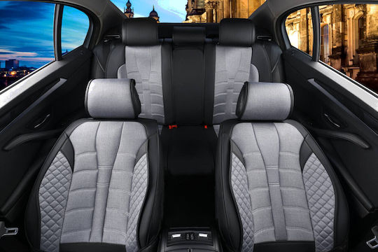 Full Set Universal Upholstery Car Seat Covers Luxury Eco Leather Textile Gray Black Flz.tap892
