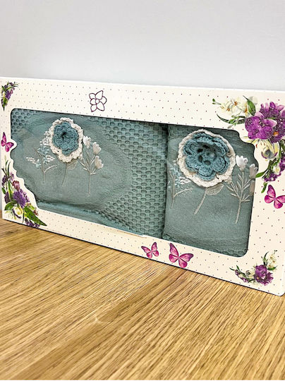 SteweHome Pânză De Față 50x90cm 3d Brodate Flori 2 Bucăți