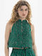 Women's Crop Sleeveless Green Top