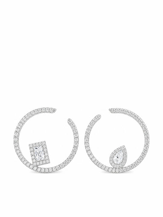 Breeze Earrings Hoops Silver with Stones