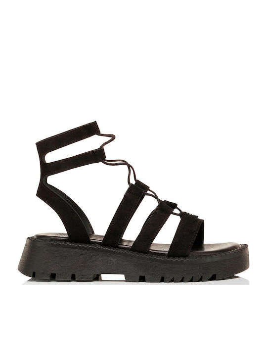 Tomas Shoes Leather Women's Flat Sandals Black