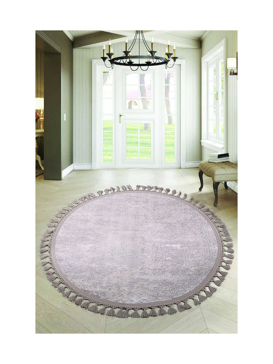 SteweHome Non-Slip Round Brown Rug Φ100cm