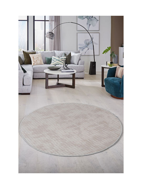 SteweHome Non-Slip Round Beige Rug Φ120cm