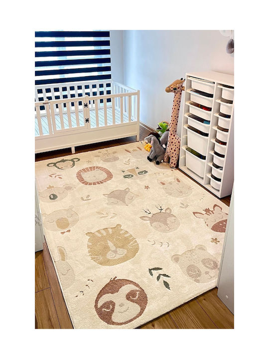 SteweHome Παιδικό Χαλί Πεταλούδες Μπεζ 160x230cm