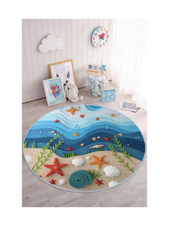 SteweHome Παιδικό Χαλί Γαλάζιο 100x100cm Πάχους 60mm