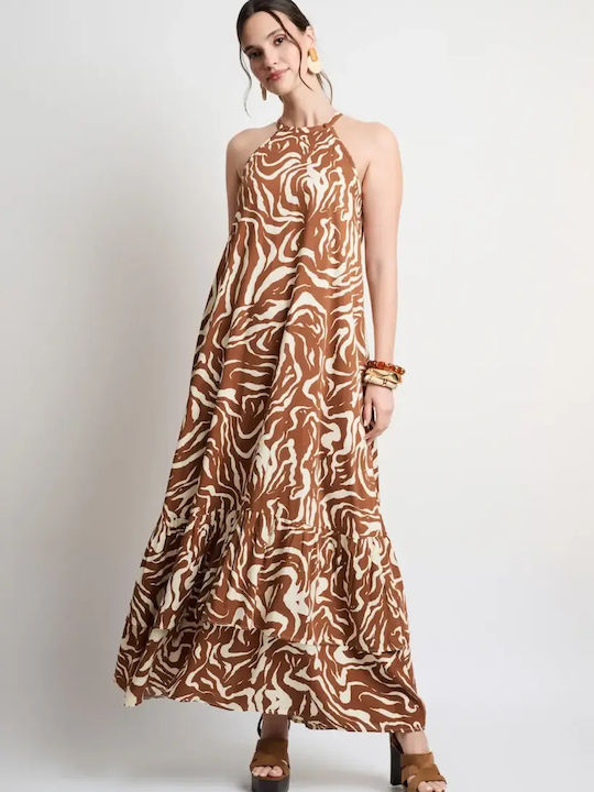 Sommer Maxi Damenkleid mit Rüschen Braune